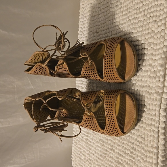 Franco Sarto Honolulu heeled sandal lace up size 10 - Picture 2 of 5